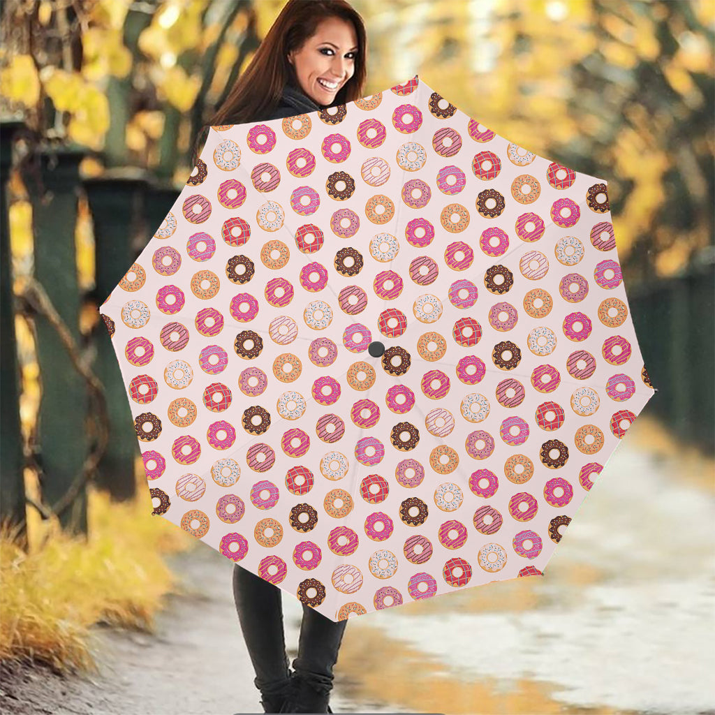 Pastel Donut Pattern Print Foldable Umbrella