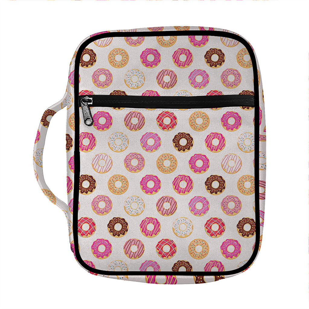 Pastel Donut Pattern Print Front Pocket Bible Bag