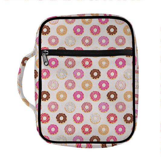 Pastel Donut Pattern Print Front Pocket Bible Bag