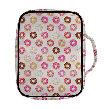 Pastel Donut Pattern Print Front Pocket Bible Bag