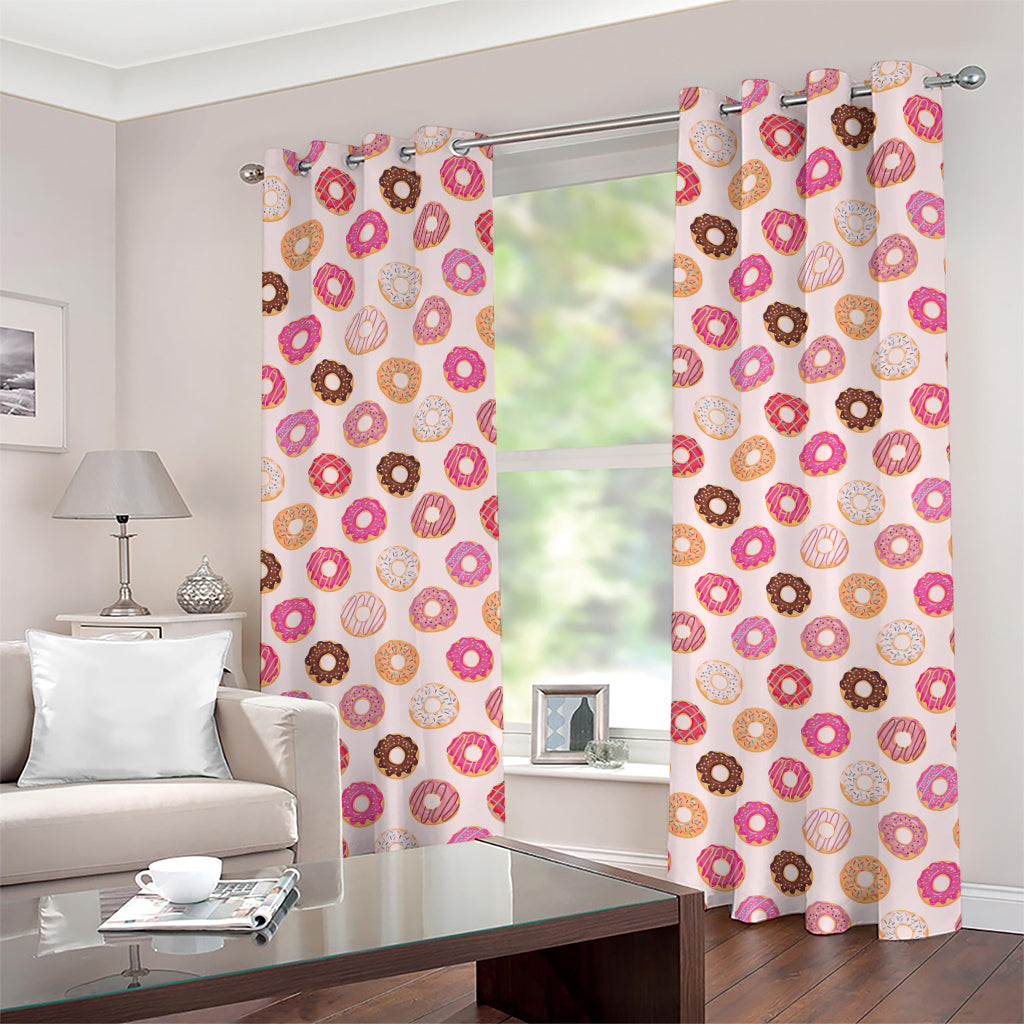 Pastel Donut Pattern Print Grommet Curtains