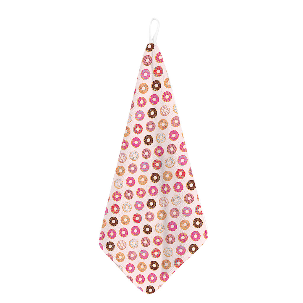 Pastel Donut Pattern Print Hand Towel