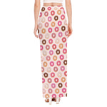 Pastel Donut Pattern Print High Slit Maxi Skirt