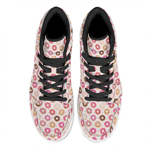 Pastel Donut Pattern Print High Top Leather Sneakers