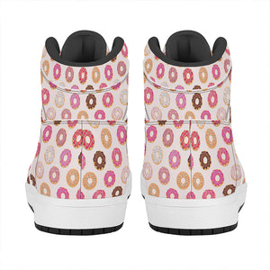 Pastel Donut Pattern Print High Top Leather Sneakers