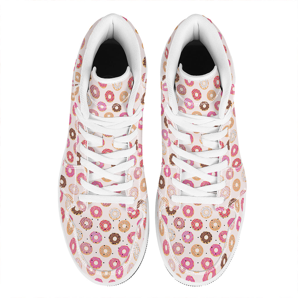 Pastel Donut Pattern Print High Top Leather Sneakers