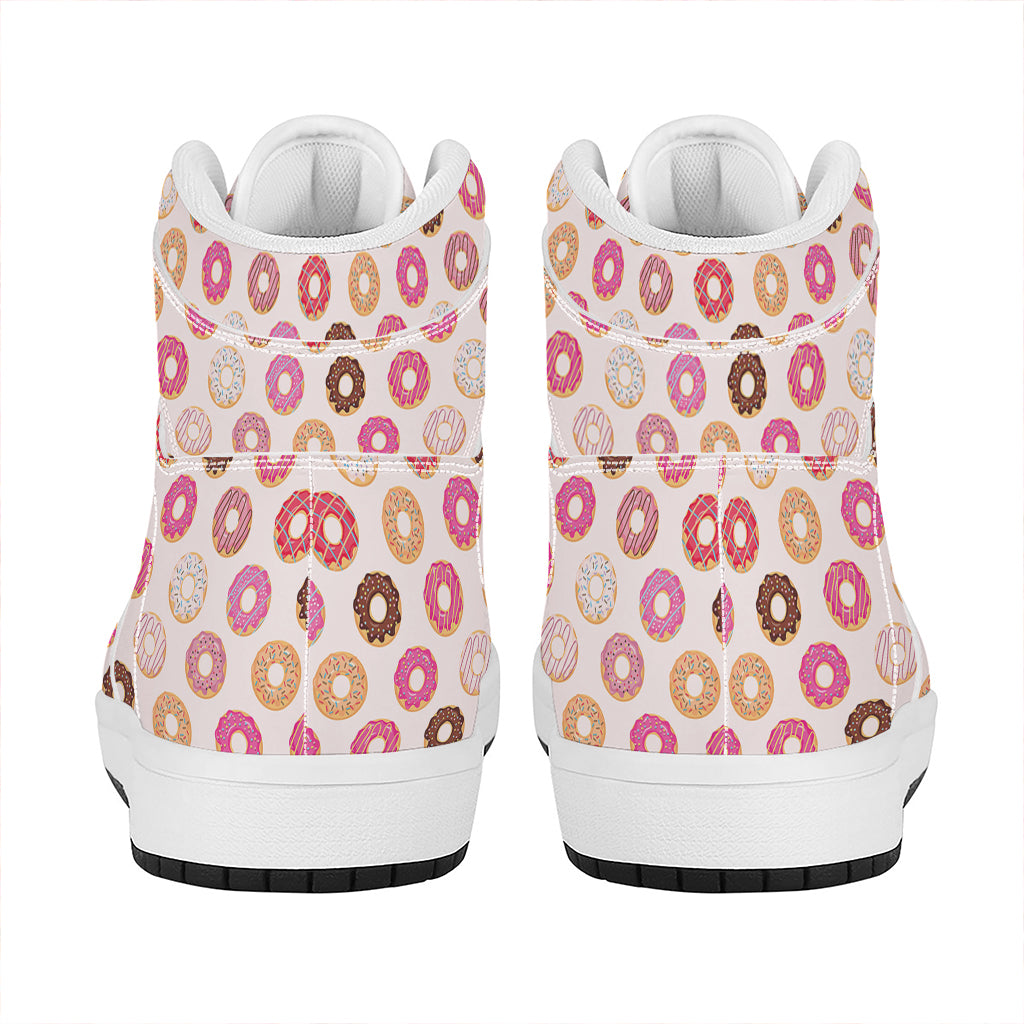 Pastel Donut Pattern Print High Top Leather Sneakers