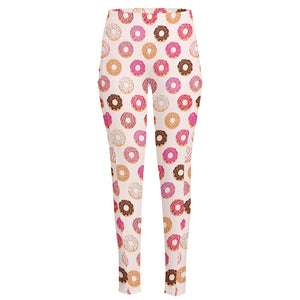 Pastel Donut Pattern Print High-Waisted Pocket Leggings