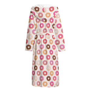 Pastel Donut Pattern Print Hooded Bathrobe