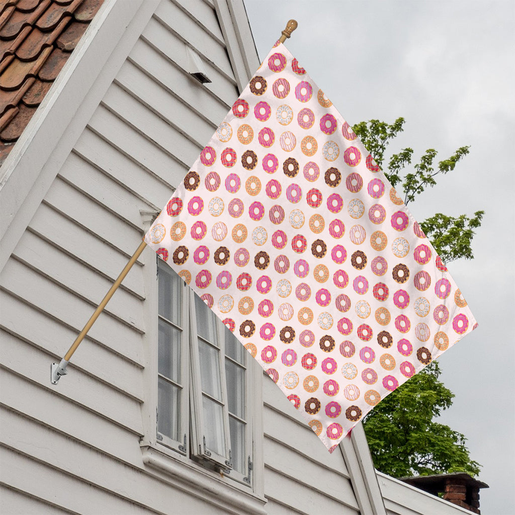 Pastel Donut Pattern Print House Flag