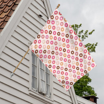 Pastel Donut Pattern Print House Flag
