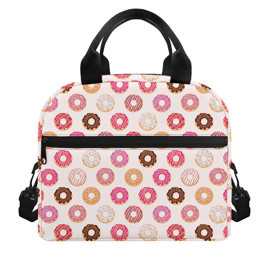 Pastel Donut Pattern Print Insulated Lunch Bag