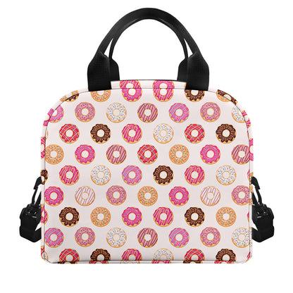 Pastel Donut Pattern Print Insulated Lunch Bag
