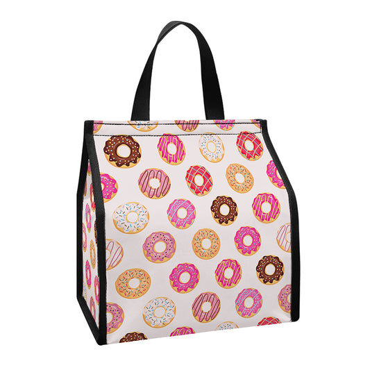 Pastel Donut Pattern Print Insulated Lunch Tote