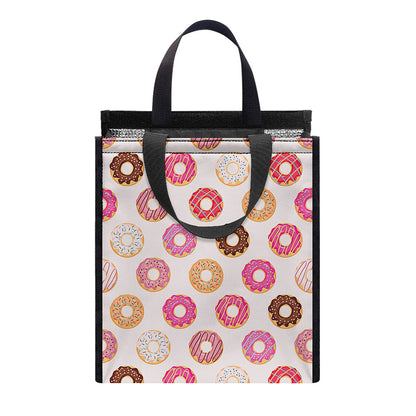 Pastel Donut Pattern Print Insulated Lunch Tote