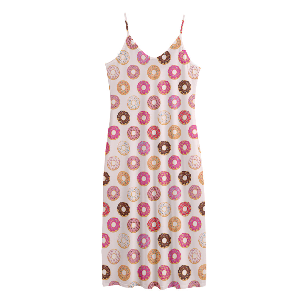 Pastel Donut Pattern Print Jersey Midi Cami Dress