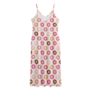 Pastel Donut Pattern Print Jersey Midi Cami Dress