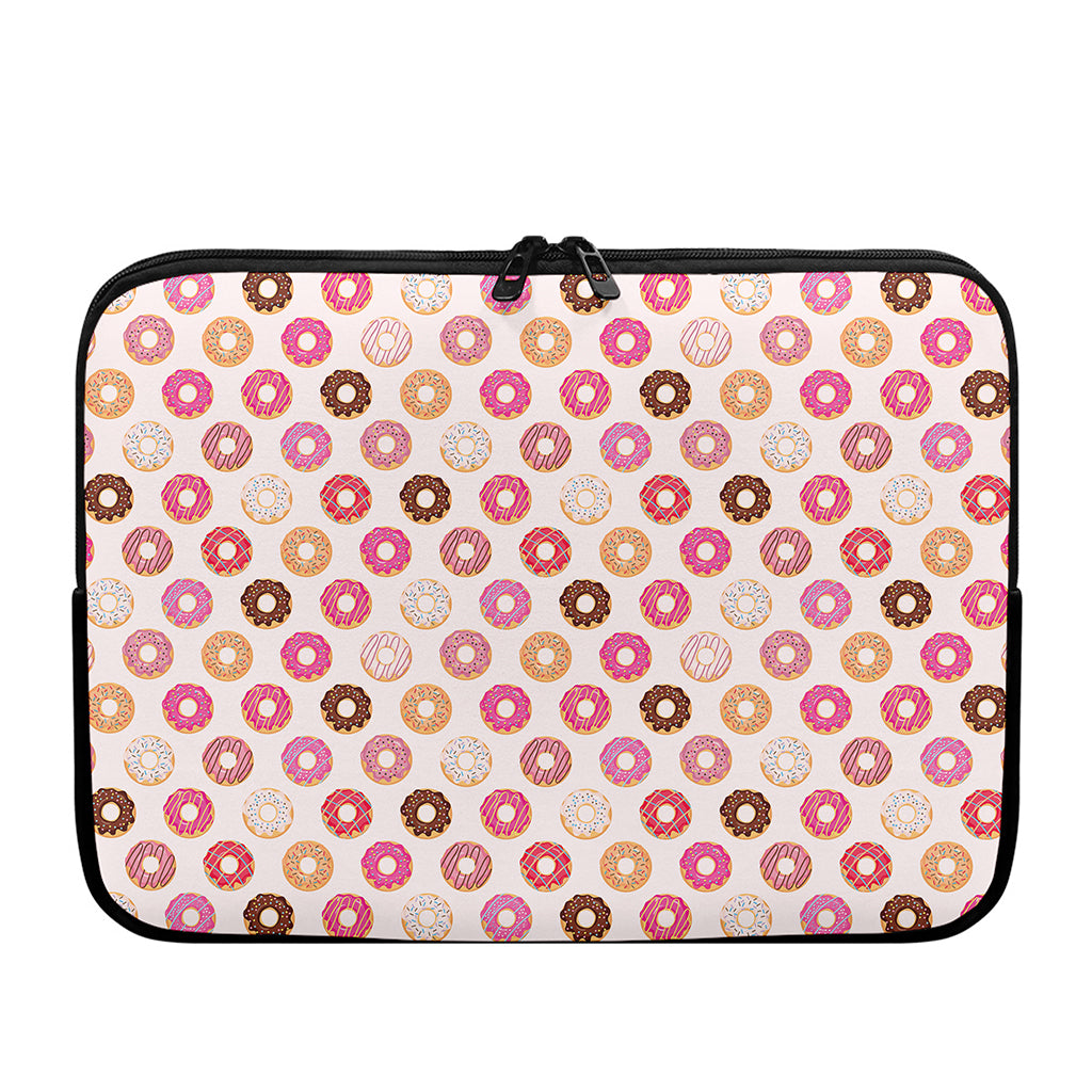 Pastel Donut Pattern Print Laptop Sleeve