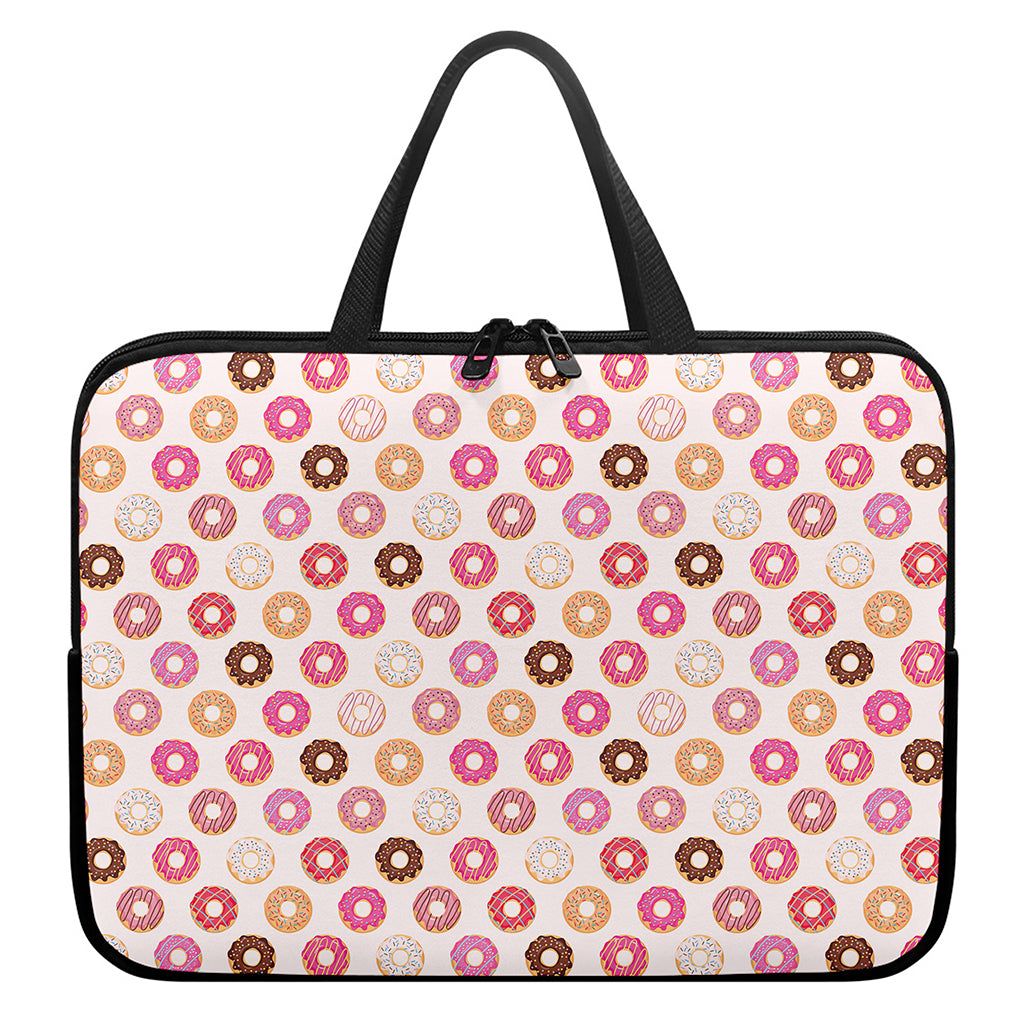 Pastel Donut Pattern Print Laptop Sleeve With Handle