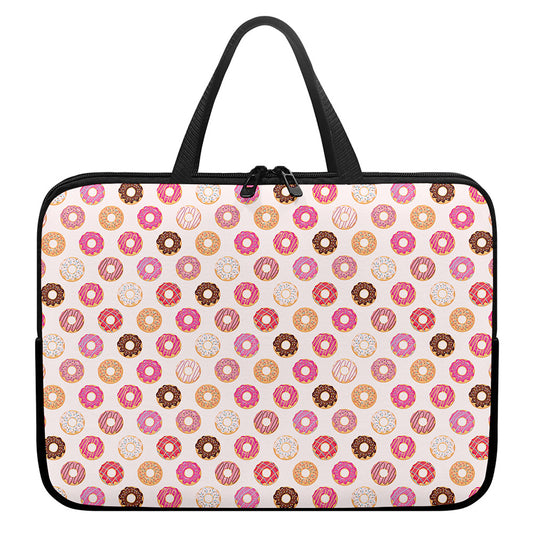 Pastel Donut Pattern Print Laptop Sleeve With Handle