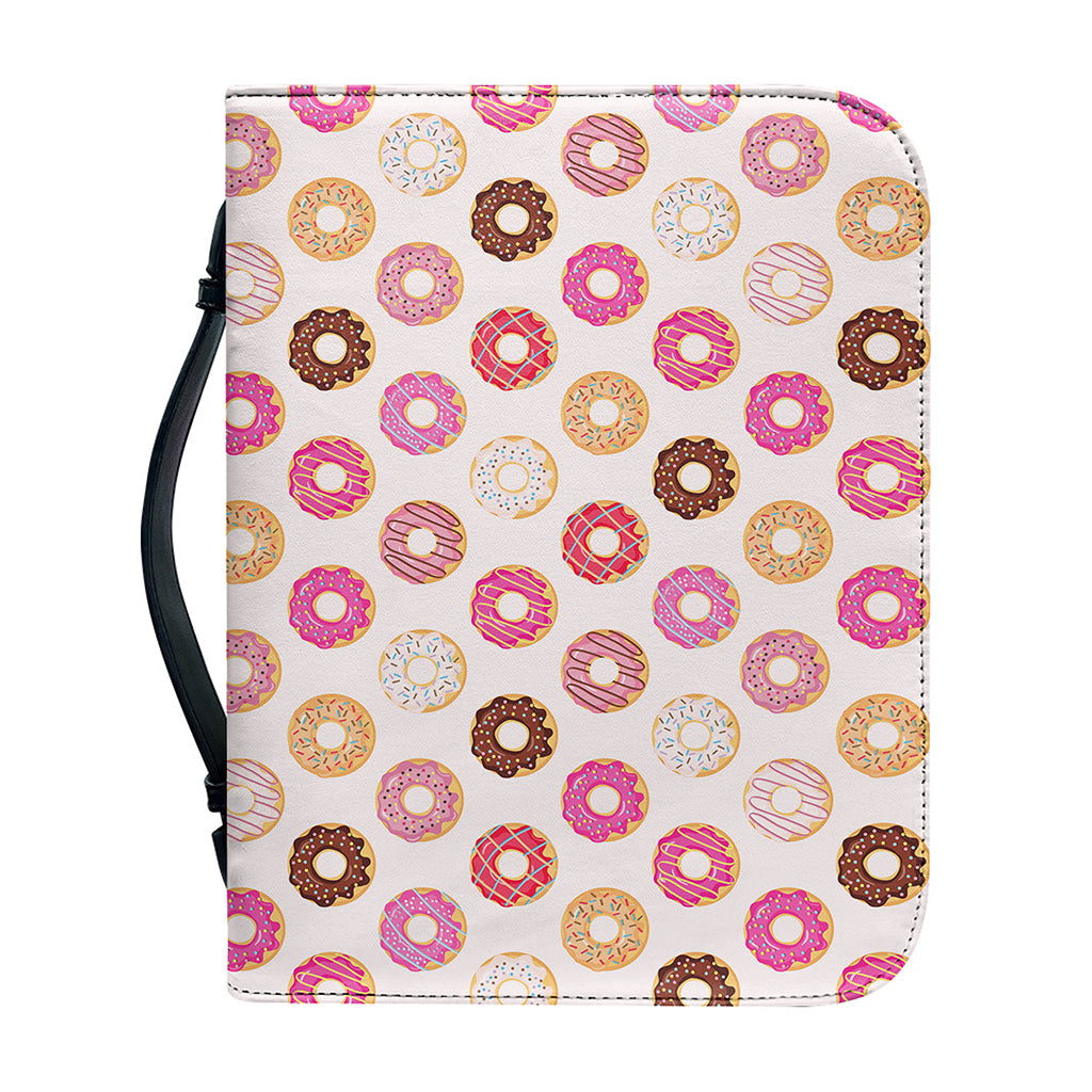 Pastel Donut Pattern Print Leather Bible Cover