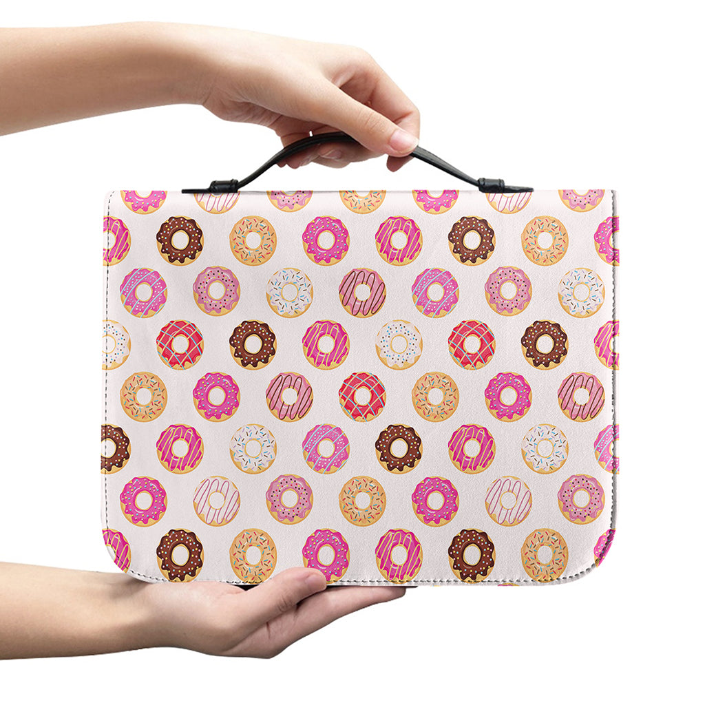 Pastel Donut Pattern Print Leather Bible Cover