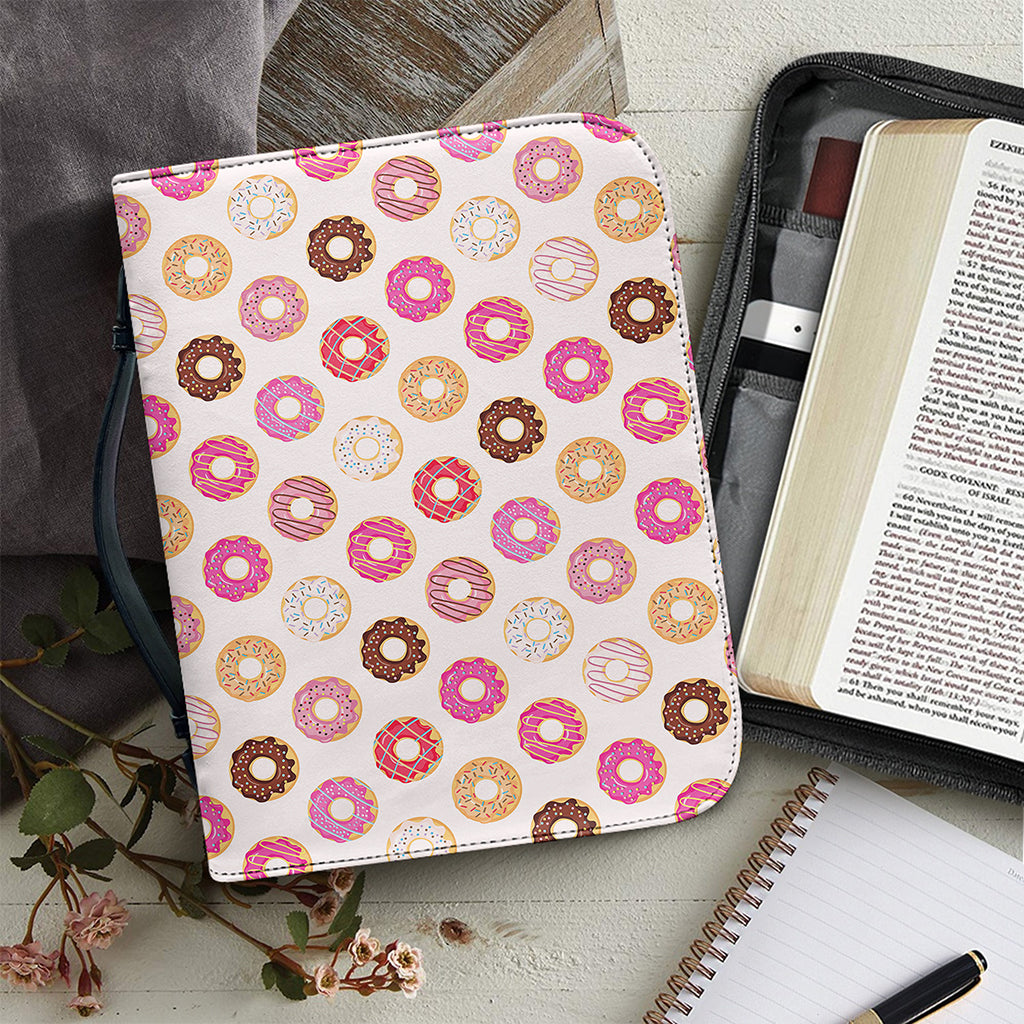 Pastel Donut Pattern Print Leather Bible Cover