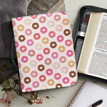 Pastel Donut Pattern Print Leather Bible Cover