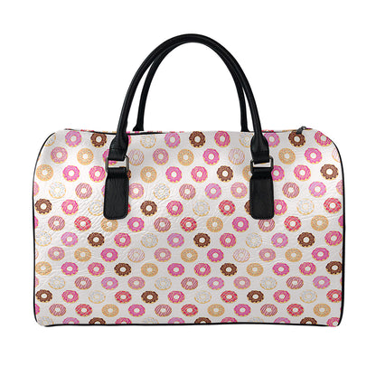 Pastel Donut Pattern Print Leather Duffle Bag