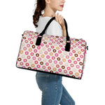 Pastel Donut Pattern Print Leather Duffle Bag