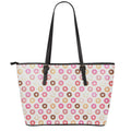 Pastel Donut Pattern Print Leather Tote Bag With Zipper