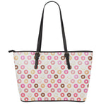 Pastel Donut Pattern Print Leather Tote Bag