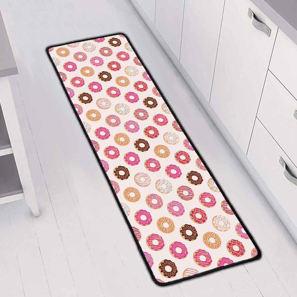 Pastel Donut Pattern Print Long Kitchen Mat