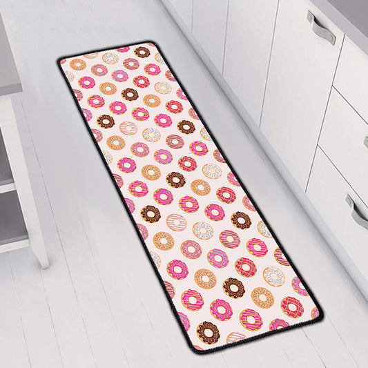 Pastel Donut Pattern Print Long Kitchen Mat
