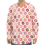 Pastel Donut Pattern Print Long Sleeve Baseball Jersey