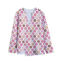 Pastel Donut Pattern Print Long Sleeve Short Coat