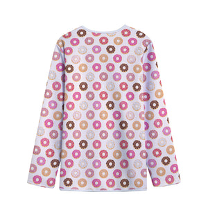 Pastel Donut Pattern Print Long Sleeve Short Coat