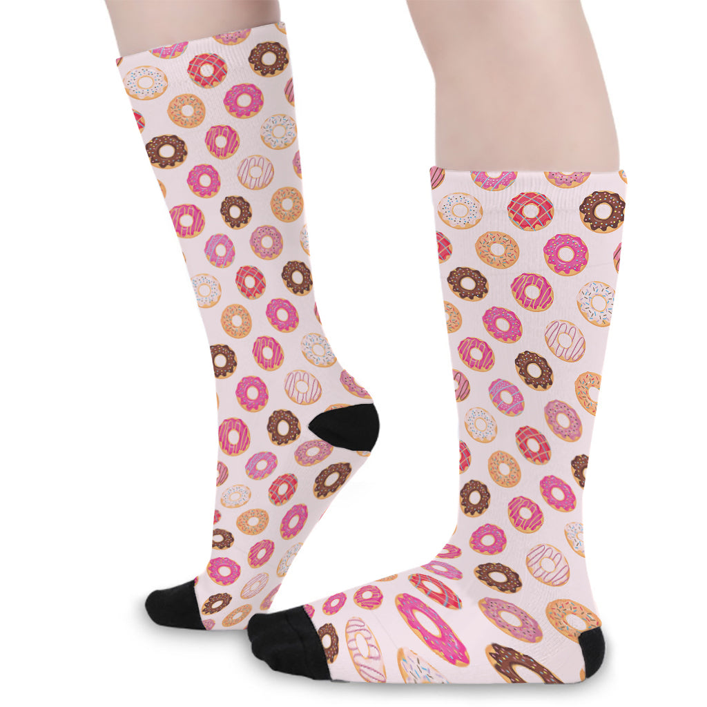 Pastel Donut Pattern Print Long Socks