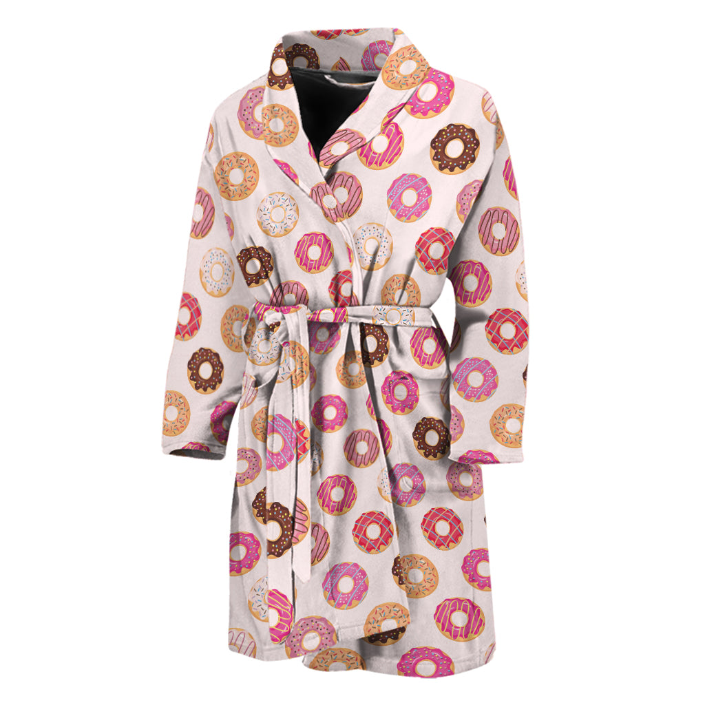 Pastel Donut Pattern Print Men's Bathrobe