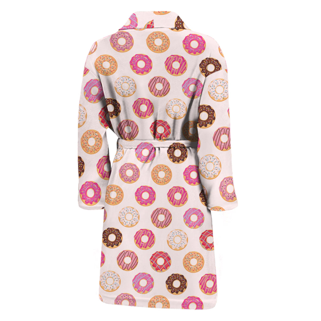 Pastel Donut Pattern Print Men's Bathrobe