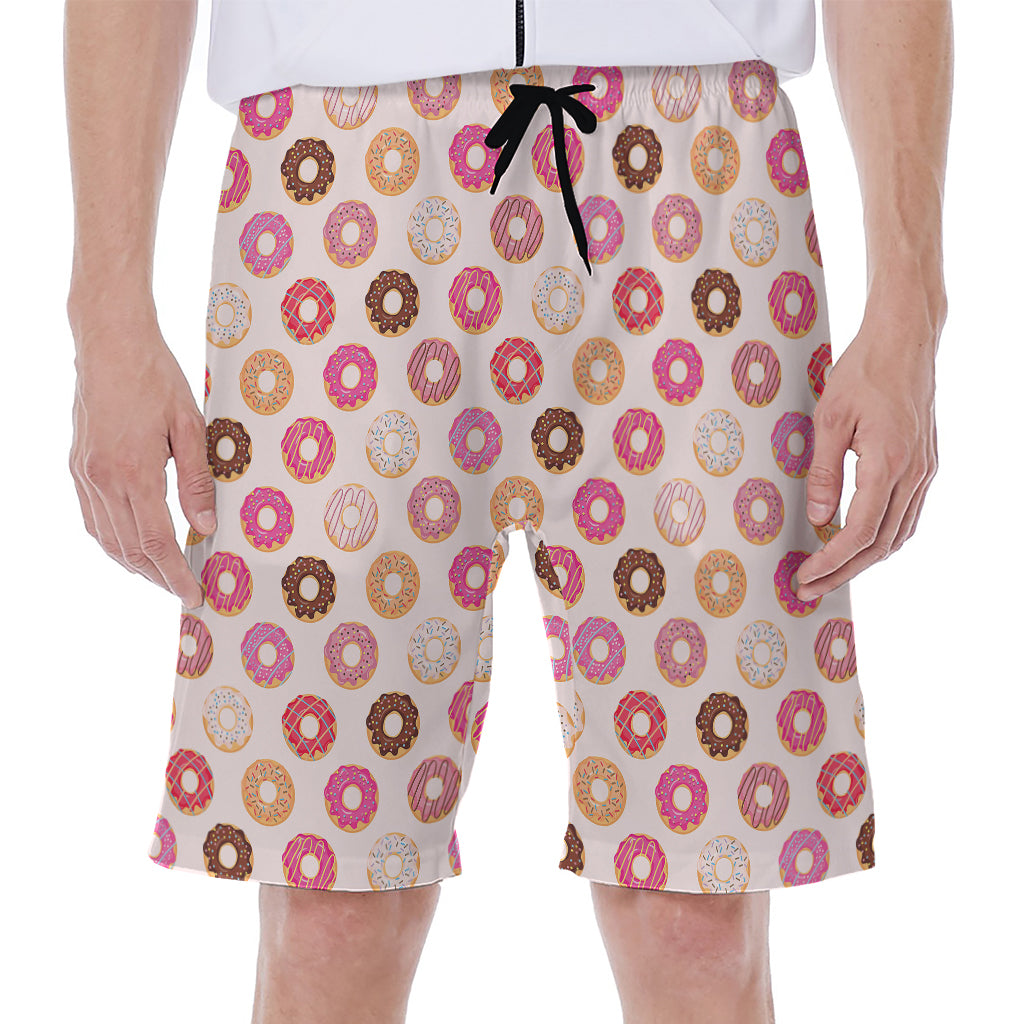 Pastel Donut Pattern Print Men's Beach Shorts