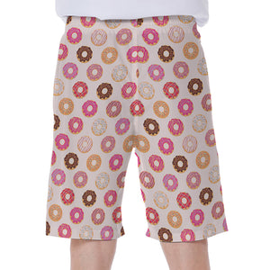 Pastel Donut Pattern Print Men's Beach Shorts