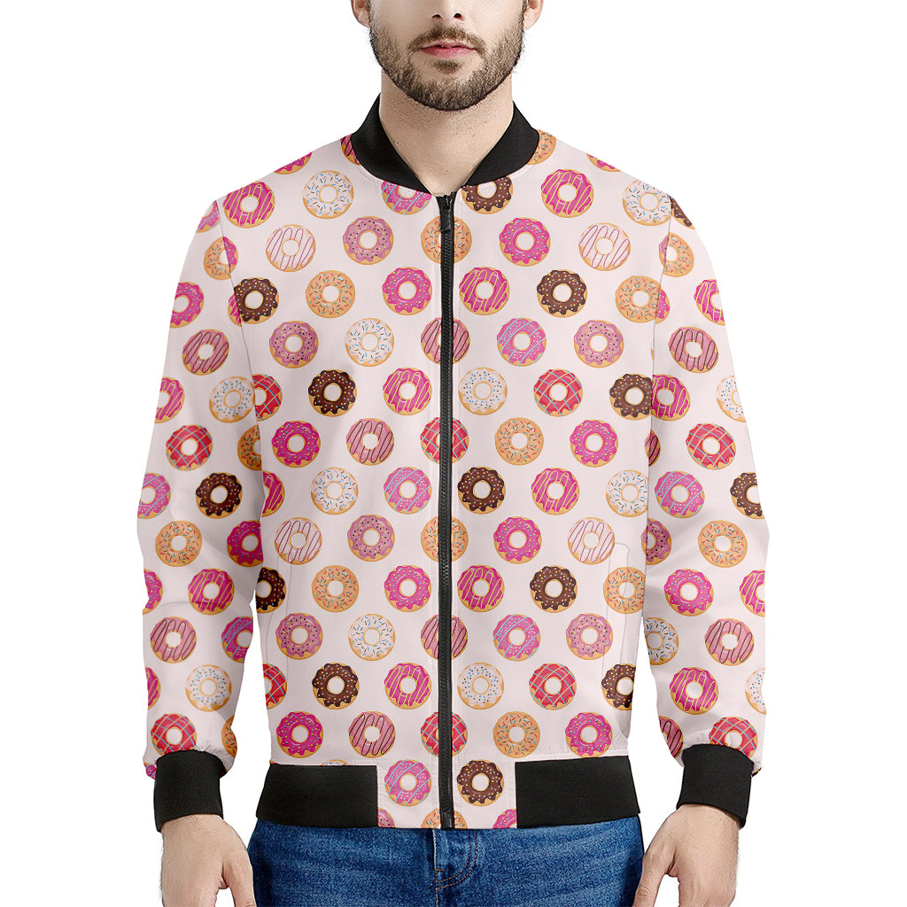 Pastel Donut Pattern Print Men's Bomber Jacket