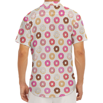 Pastel Donut Pattern Print Men's Deep V-Neck Shirt