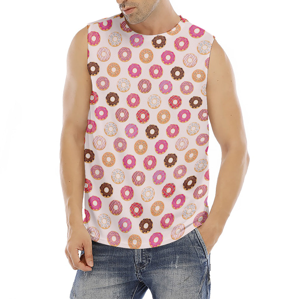 Pastel Donut Pattern Print Men's Fitness Tank Top