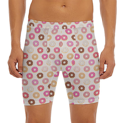 Pastel Donut Pattern Print Men's Long Boxer Briefs