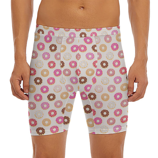 Pastel Donut Pattern Print Men's Long Boxer Briefs