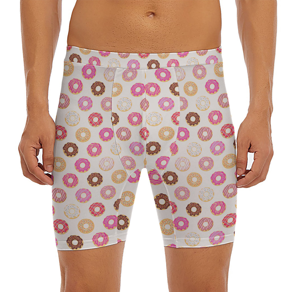 Pastel Donut Pattern Print Men's Long Boxer Briefs