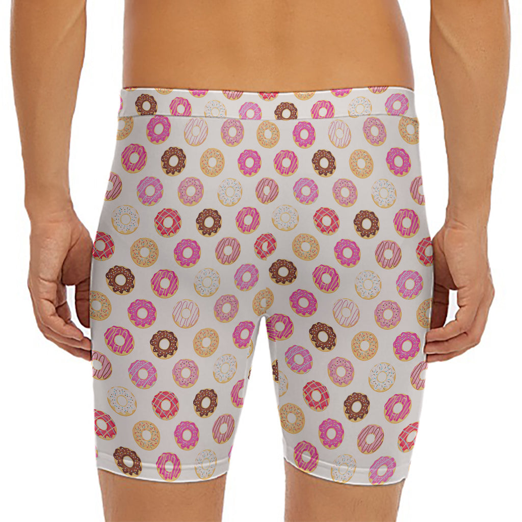 Pastel Donut Pattern Print Men's Long Boxer Briefs