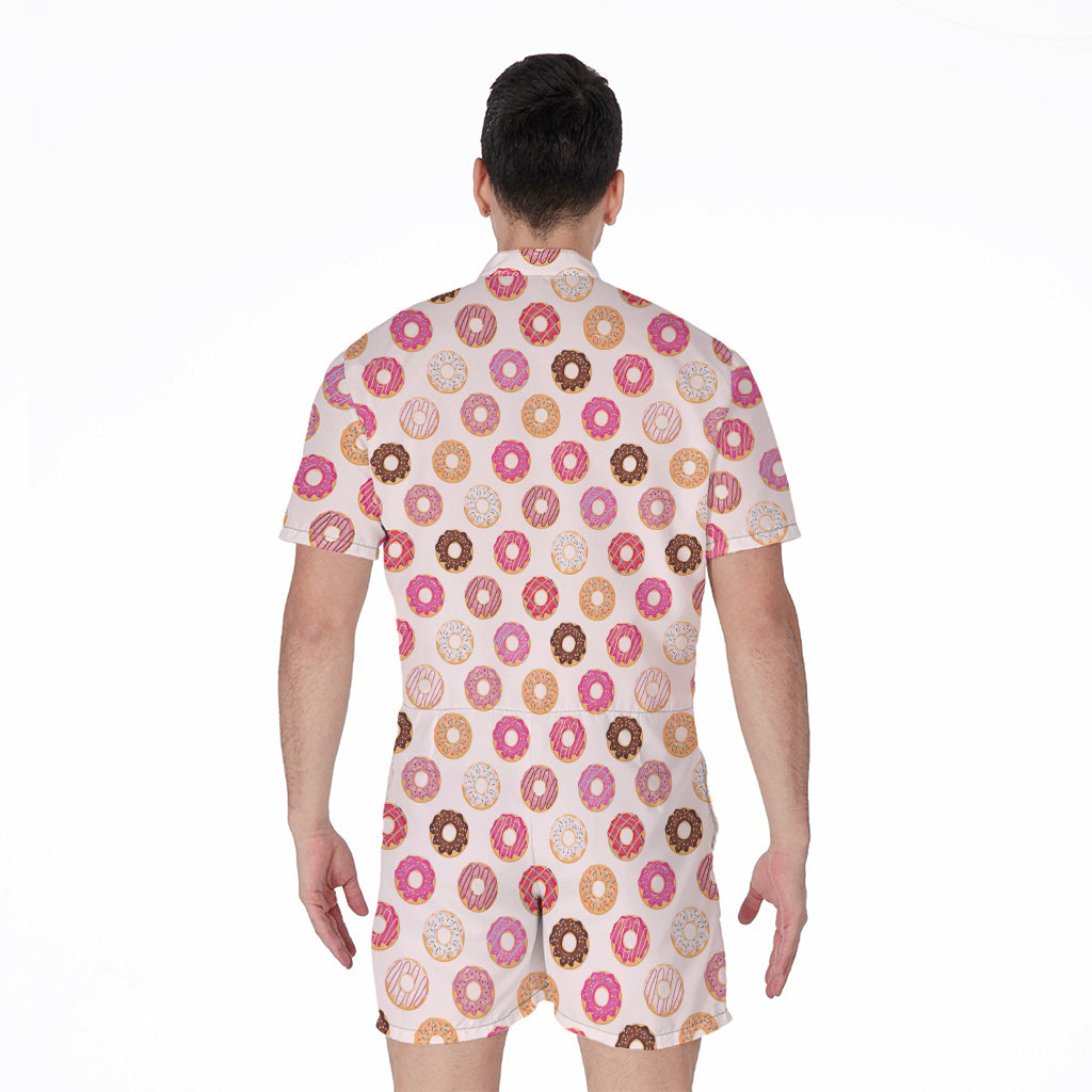 Pastel Donut Pattern Print Men's Rompers